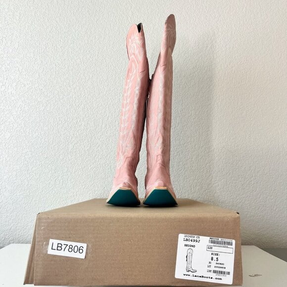 Lane LEXINGTON Over the Knee Womens Cowboy Boots 8.5 Pink Western Cowgirl Tall - Picture 14 of 16